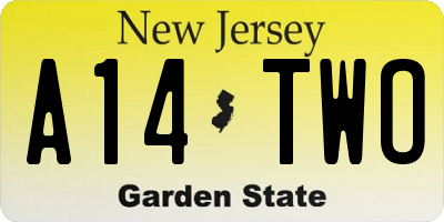 NJ license plate A14TWO