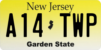 NJ license plate A14TWP