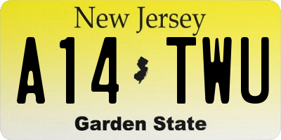 NJ license plate A14TWU