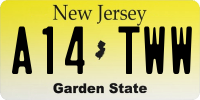 NJ license plate A14TWW