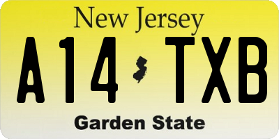 NJ license plate A14TXB