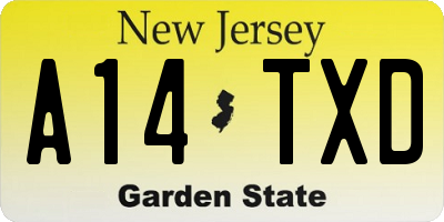 NJ license plate A14TXD