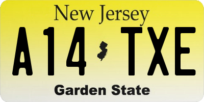 NJ license plate A14TXE