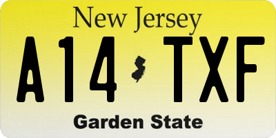 NJ license plate A14TXF