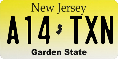 NJ license plate A14TXN