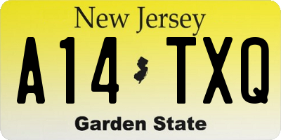 NJ license plate A14TXQ