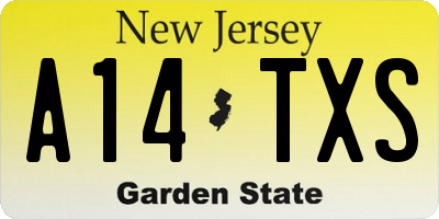 NJ license plate A14TXS