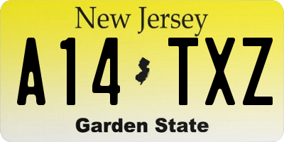 NJ license plate A14TXZ