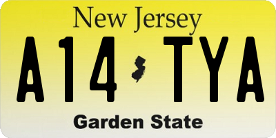 NJ license plate A14TYA