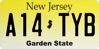 NJ license plate A14TYB