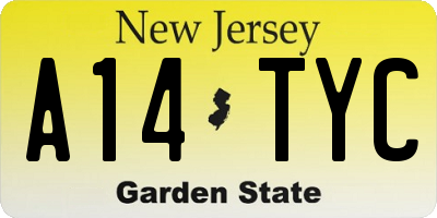 NJ license plate A14TYC