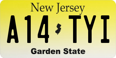 NJ license plate A14TYI