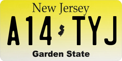 NJ license plate A14TYJ