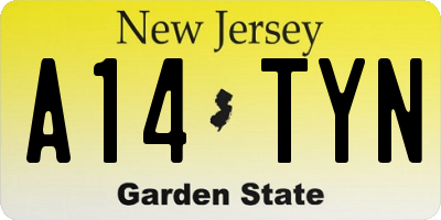 NJ license plate A14TYN