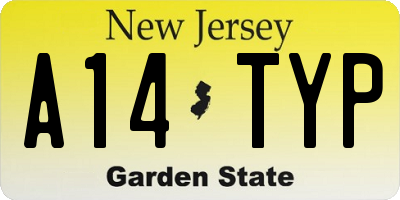 NJ license plate A14TYP