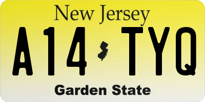 NJ license plate A14TYQ