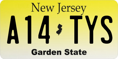 NJ license plate A14TYS
