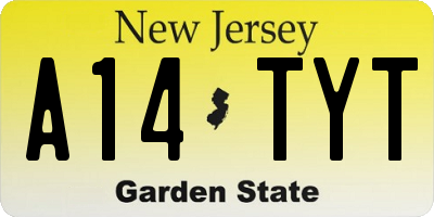 NJ license plate A14TYT