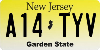 NJ license plate A14TYV