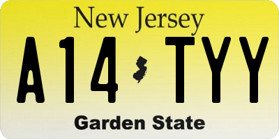 NJ license plate A14TYY