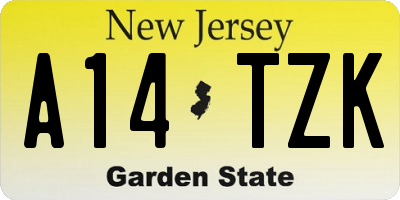 NJ license plate A14TZK