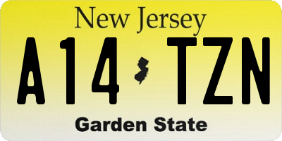 NJ license plate A14TZN