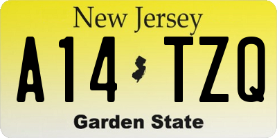 NJ license plate A14TZQ
