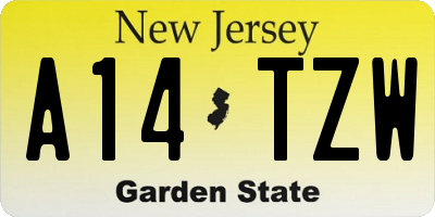 NJ license plate A14TZW
