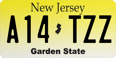 NJ license plate A14TZZ