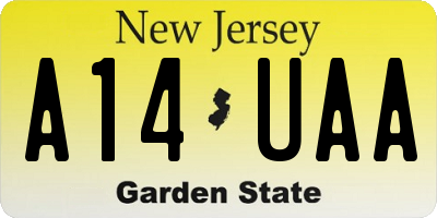 NJ license plate A14UAA