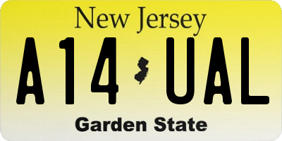 NJ license plate A14UAL