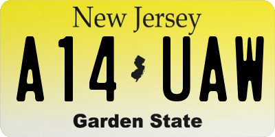 NJ license plate A14UAW