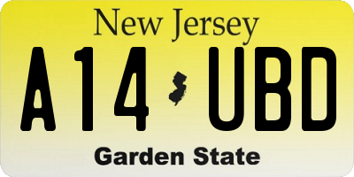 NJ license plate A14UBD
