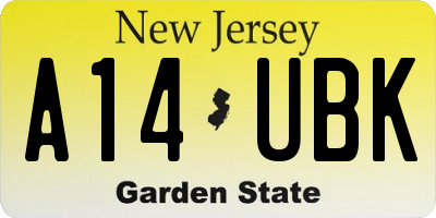NJ license plate A14UBK