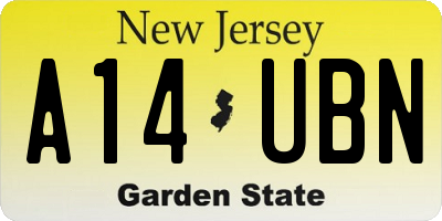 NJ license plate A14UBN