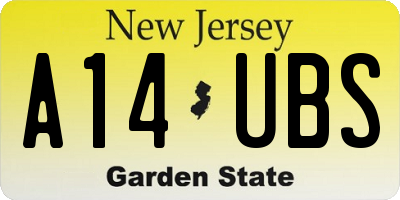 NJ license plate A14UBS