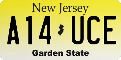 NJ license plate A14UCE