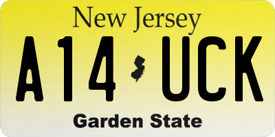 NJ license plate A14UCK