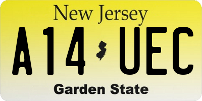 NJ license plate A14UEC