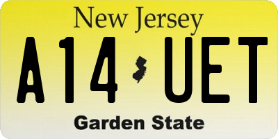 NJ license plate A14UET