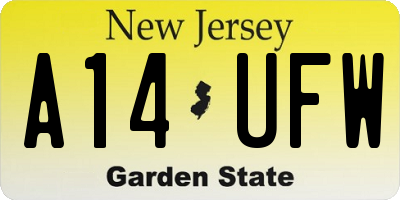 NJ license plate A14UFW