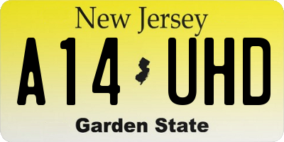 NJ license plate A14UHD