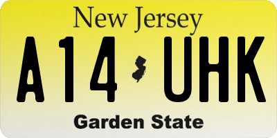 NJ license plate A14UHK