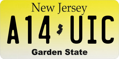 NJ license plate A14UIC