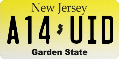 NJ license plate A14UID