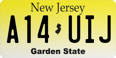 NJ license plate A14UIJ