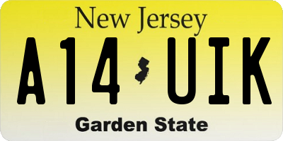 NJ license plate A14UIK