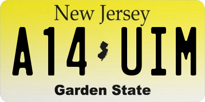 NJ license plate A14UIM