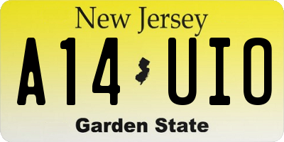 NJ license plate A14UIO