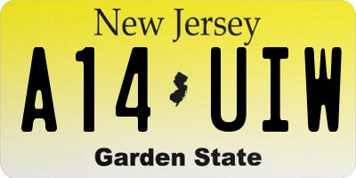 NJ license plate A14UIW